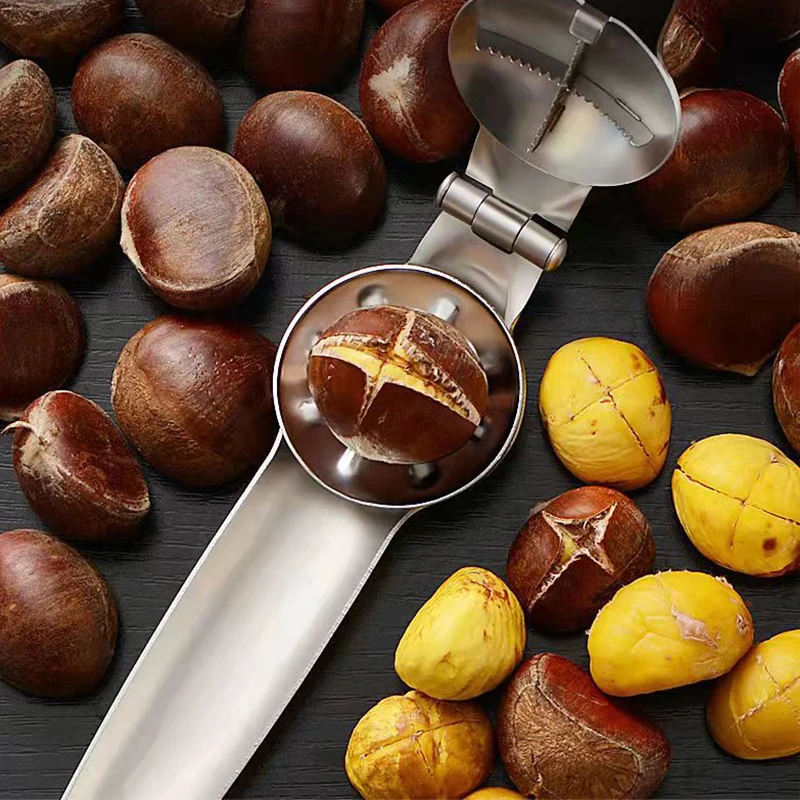 

Stainless Chestnut Cracking Cutter Machine Peeler Knife Chestnut Opening Device Cut Knife Peeler Kitchen Tools Accessories