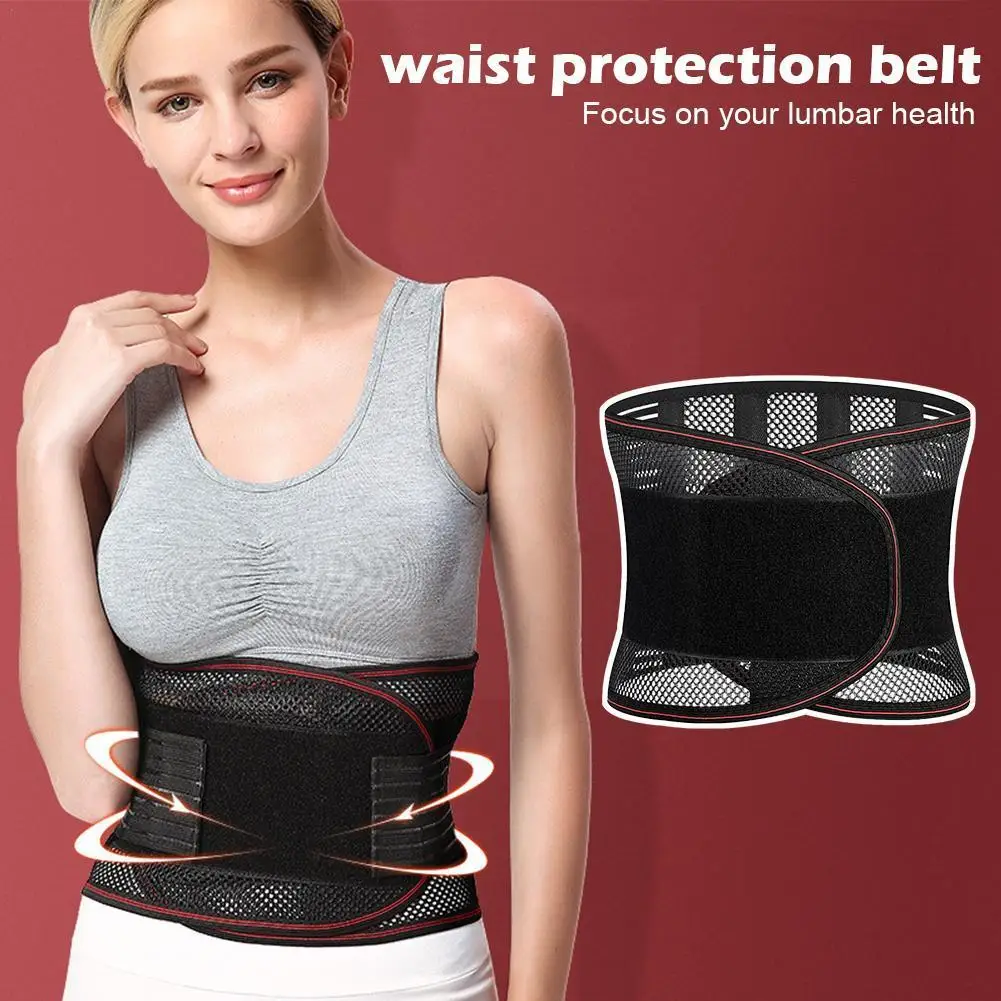 

Breathable Back Support Belt Black Anti-skid Lumbar Support Belt Lower Back Pain Relief For Lumbar Waist Protection Belt H3O7