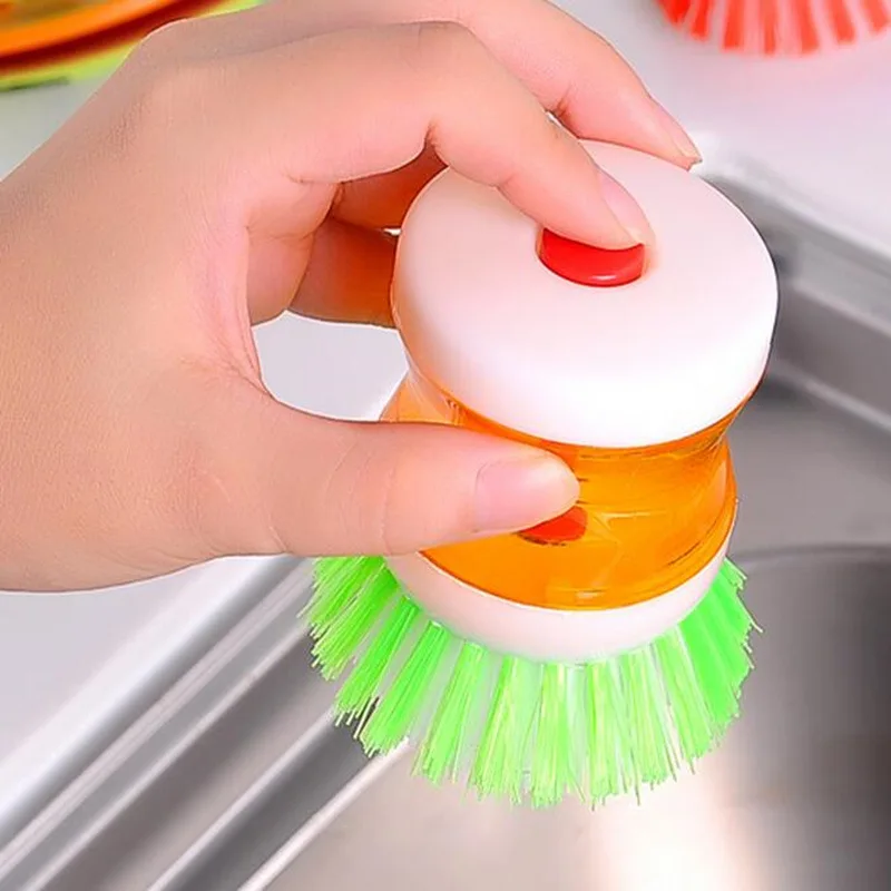 

Kitchen Dishwashing Brush Dish Scrub Brush Dish Scrubber Bubble Up Brushes with Soap Dispenser for Vegetable Utensils Cleaning