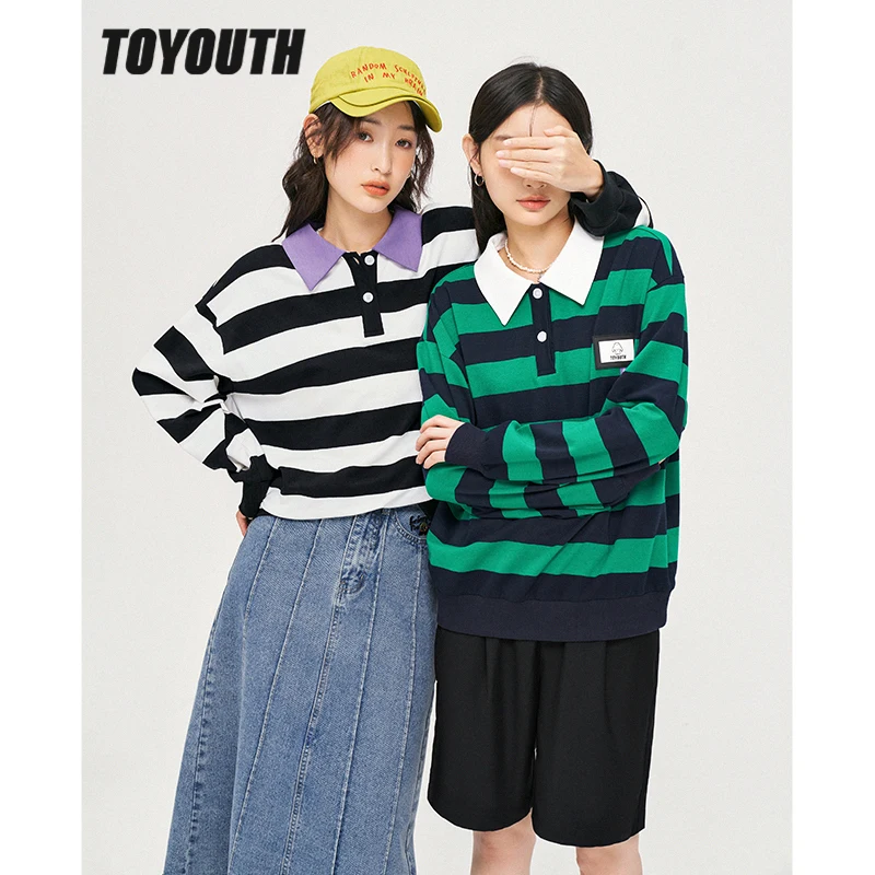 

Женская толстовка-поло с длинным рукавом, в полоску