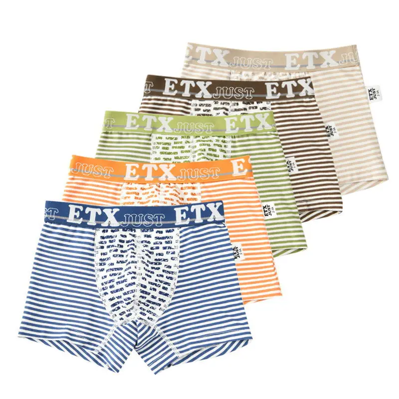 

5 шт., хлопковые трусы-боксеры для мальчиков-подростков