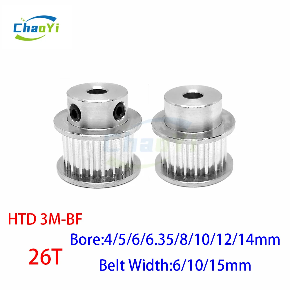 

HTD 3M BF 26Teeth Bore 4/5/6/6.35/8/10/12/14mm Timing Belt Pulley Sheave Gear Synchronous Wheel Width 6/10/15mm 3d Printer