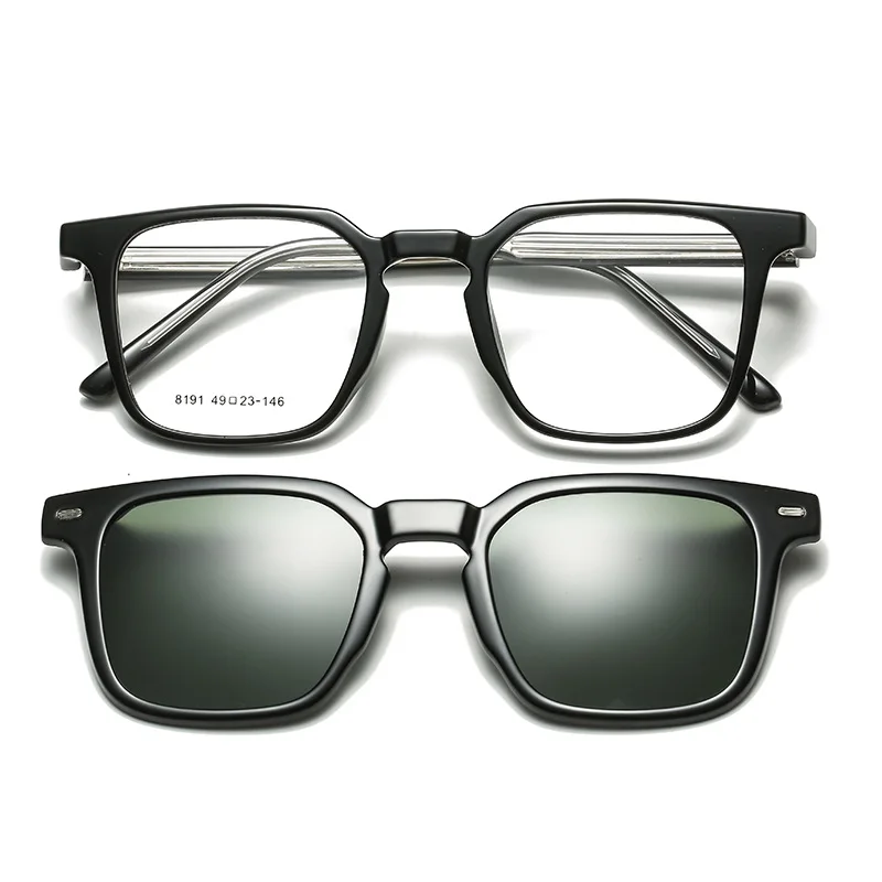 

Myopia Frame Men Women Retro Square Frame TR90 Plug-in 2 In 1 Magnetic Sunglasses Reversible Clip Optical Eyeglassses Frame Men