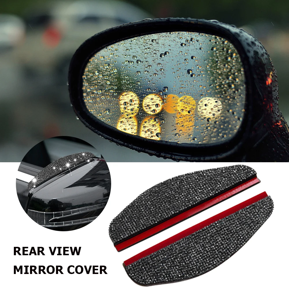 

2pcs Universal Diamond Car Rearview Mirror Sun Visor Shade Rain Shield Eyebrow Waterproof Protector Auto Accessories