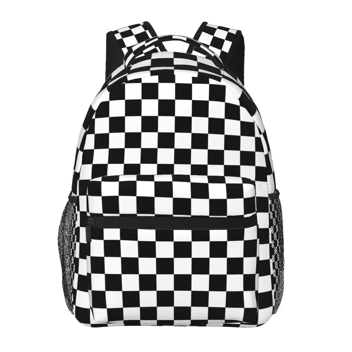

Geo Print Backpack Black White Square Outdoor Style Backpacks Male Fashion School Bags Custom Soft Rucksack