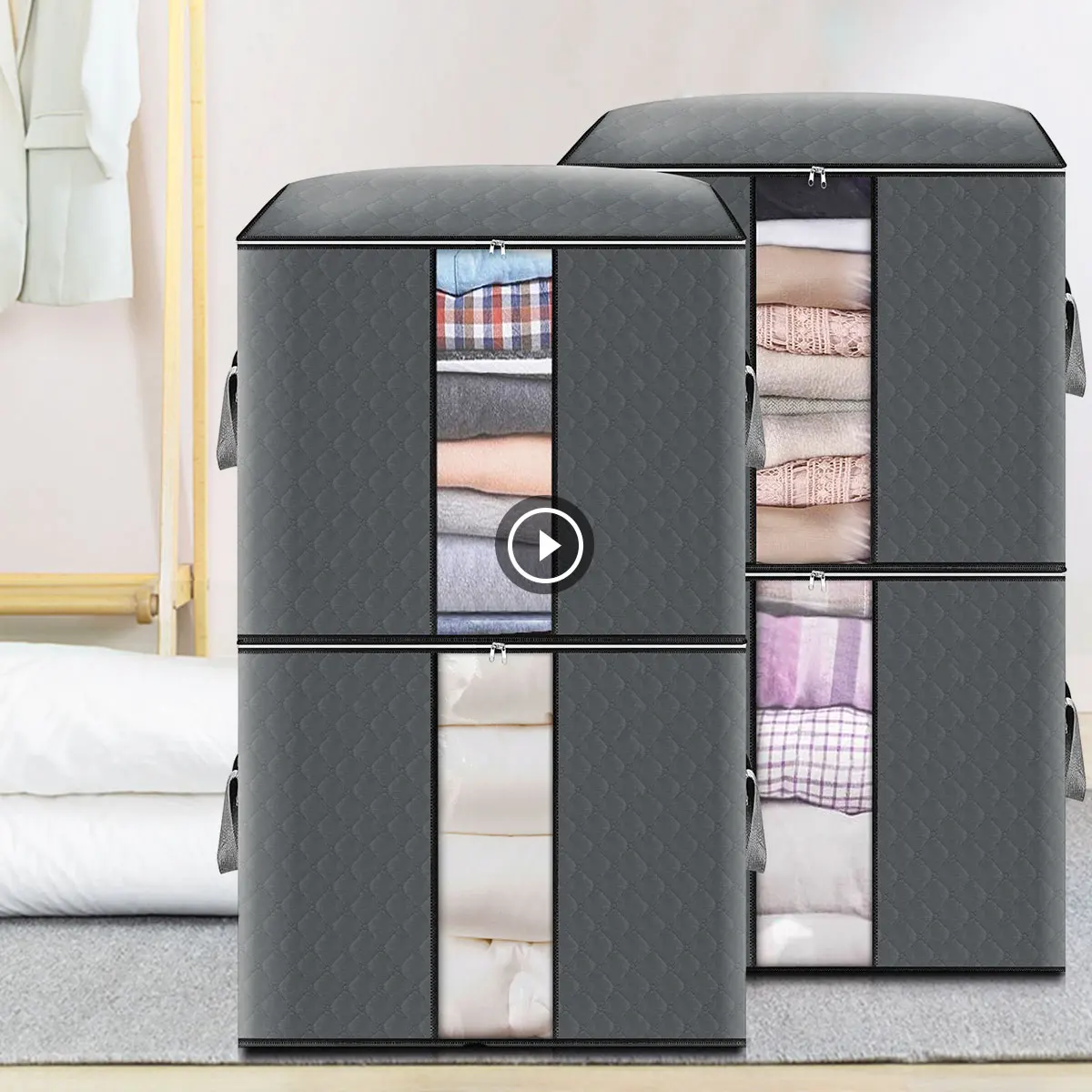 

4/6pcs Non-Woven Clothes Storage Bag Folding Quilt Dust-Proof Cabinet Finishing Box Home Storage Supplies Space Bags Organizador