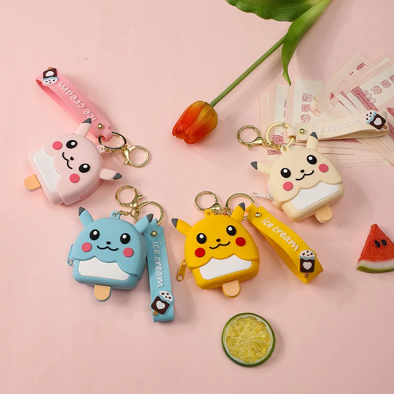 

Mini Silicone Pokémon Pikachu Cartoon Purse Keychain Pendant Storage Bag Couple Small Gift Cute Key Chain Ornament