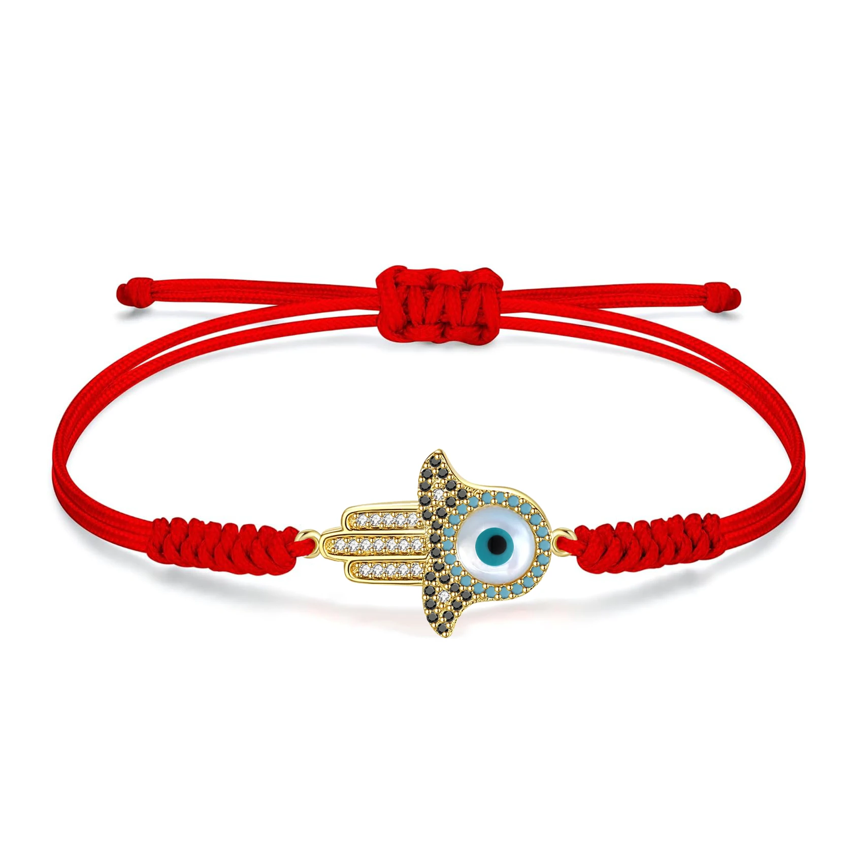 Цирконий Кристалл Хамса Рука Зло Глаз Браслет Женщины Красная Строка Lucky Buddhist Monk