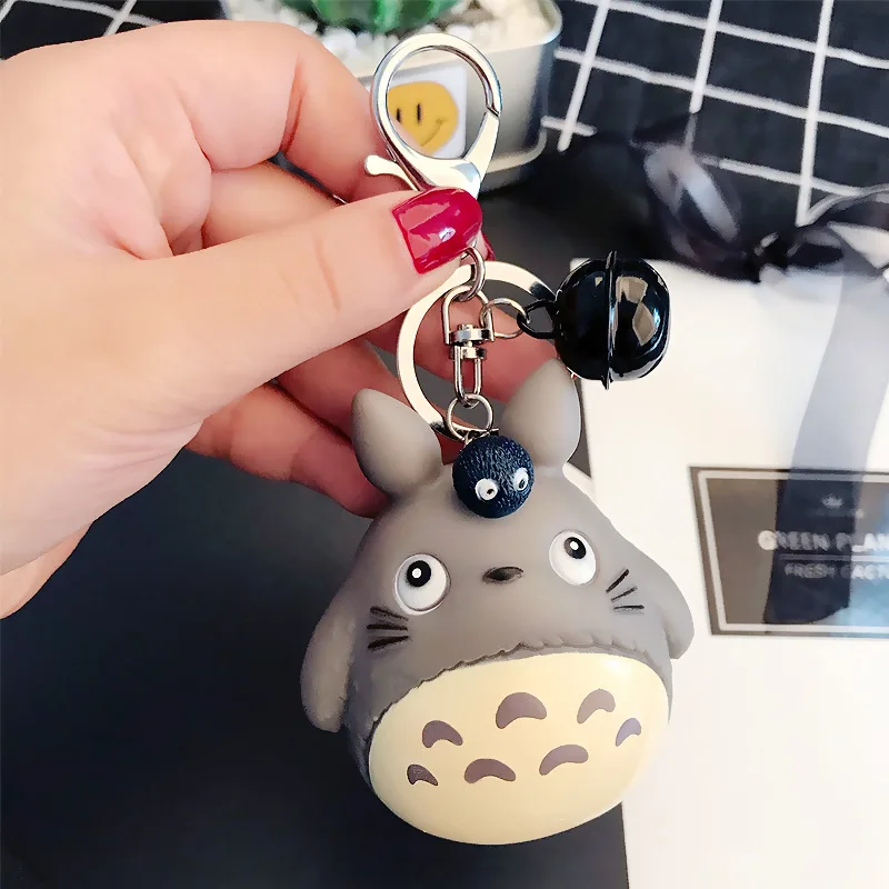 

Cute Anime My Neighbor Totoro Keychain Keyring Fur Men or Women Key Chains Pompom Key Chain Ring Woman Trinket Car Bag Pendent