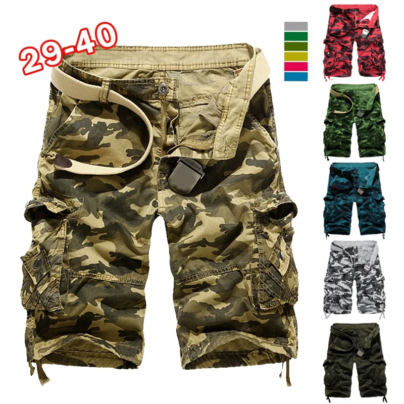 Men's Fashion Summer Camouflage Loose Cargo Shorts Men Multi-pocket Military Short Pants Homme Camo Pants