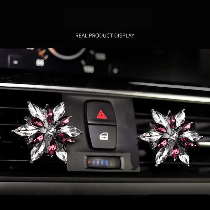 

Car Air Outlet Perfume With Zinc Alloy Diamond Crystal Snow Interior Decoration Ornaments Purify Air Aromatherapy