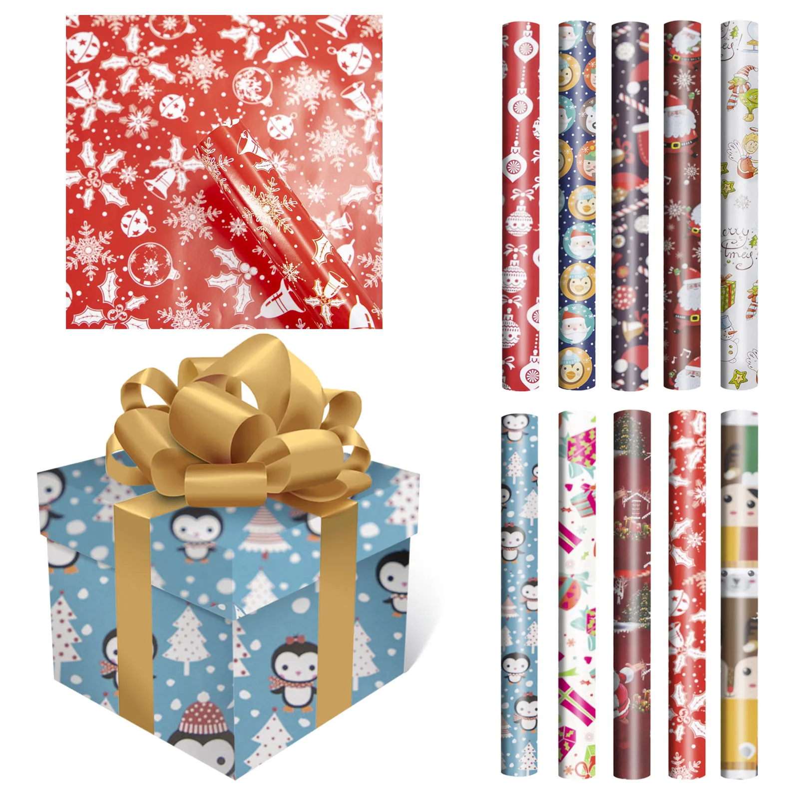 

Christmas Wrapping Paper DIY Colorful Gift Box Wrapping Paper Holiday Party Gift Paper Single-Sided Paper Patterns 70cmx50cm