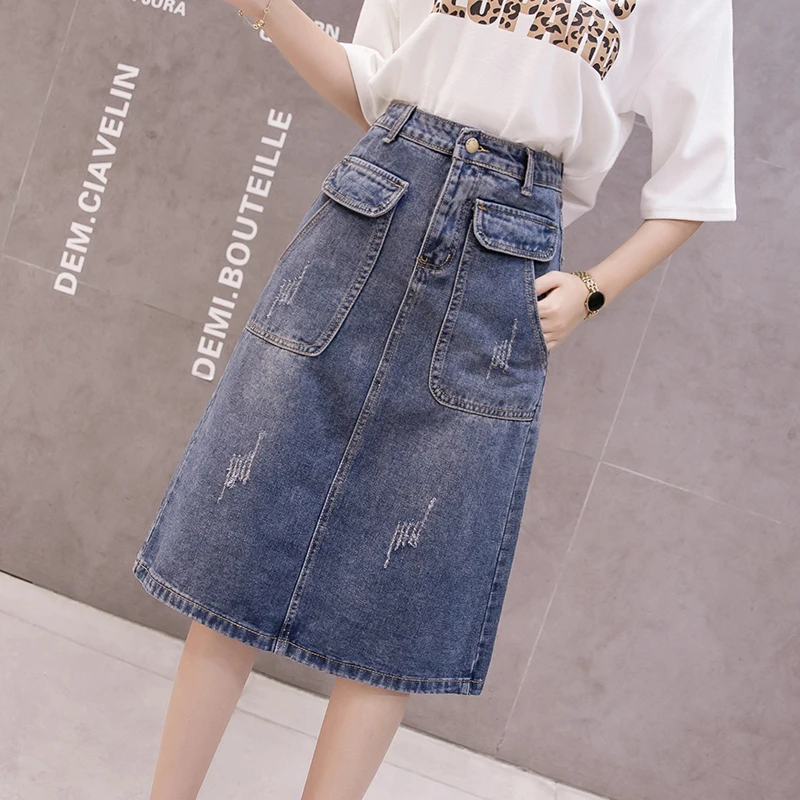 

COIGARSAM Women Skirt Spring 2022 New High Waist Blue Skirts Dropshipping