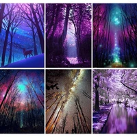 5d diy diamond painting full drill cross stitch starry sky forest landscape diamond embroidery picture of rhinestone wall decor