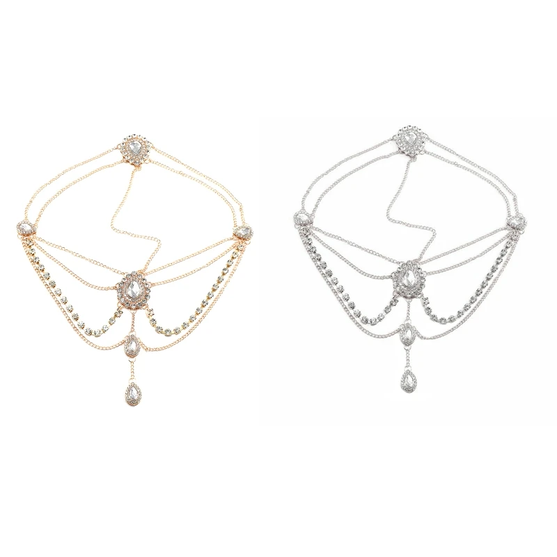 

Bohemian Forehead Chain Bridal for rhinestone for Head Chain Boho Crystal Headpi