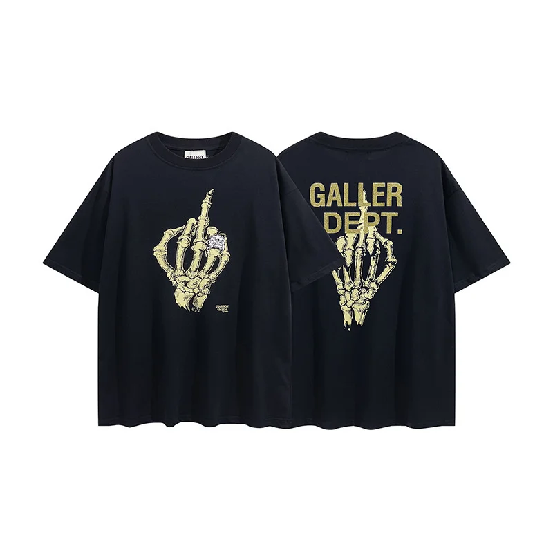 

new gallery dept bronzed letter skeleton hand bone ring printed short sleeve