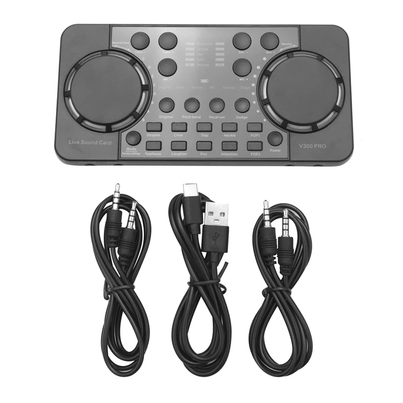 

V300 PRO Sound Card 10 Sound Effects Bluetooth Noise Reduction Audio Mixers Headset Mic Voice Control For Phone PC