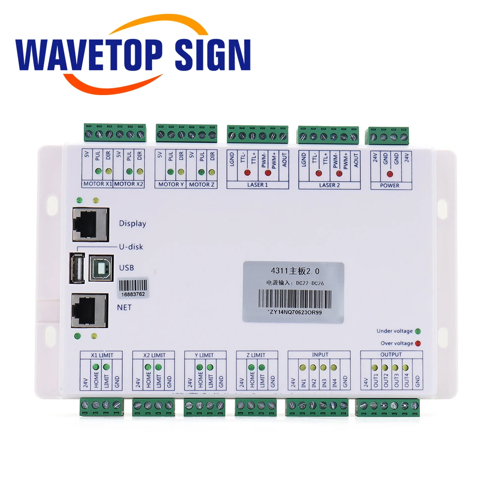 WaveTopSign ZY4311 Контроллер лазера CO2 24 В для станка лазерной резки и гравировки