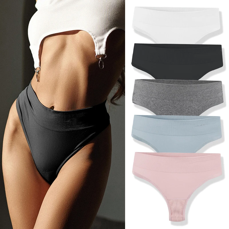 

New Women's Panties Cotton Underwear Large Size Sexy Thong Women Seamless Panties Simple High Waist Girls Thongs M-2XL