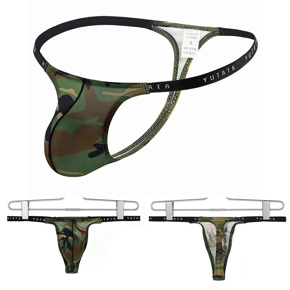 

Mens Camouflage Fashion Thongs G-string T-back Thong Briefs Underwear Convex Pouch Brief Underwear Men Stretch Breathable Briefs