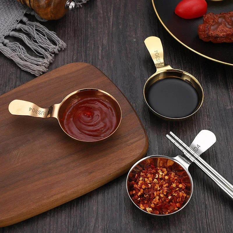 Stainless Steel Seasoning Plate Tray Sauce Dish Spice Plates Pepper Roast Meat Dishes Bowl for Korean BBQ Tableware