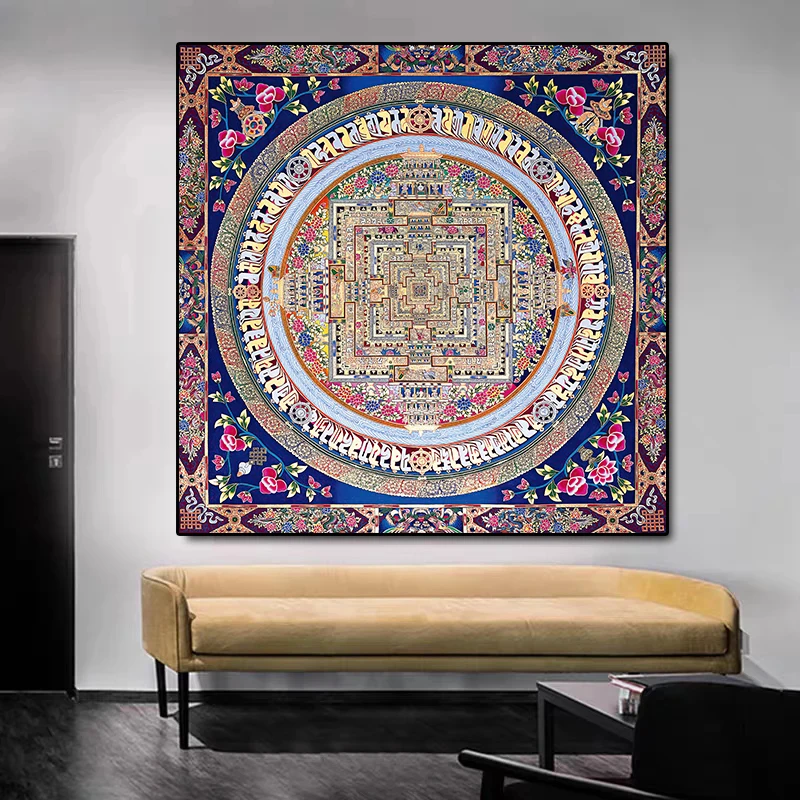 

Modern Home Decorative Paintings Tibetan Thangka Mandala Art Painting Religion Canvas Art Painting Poster Prints for Living Room
