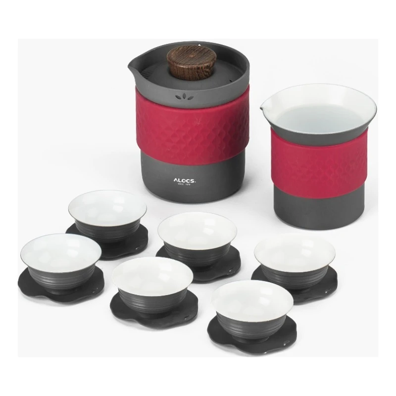 ALOCs Портативный Уличный Чайный Сервиз С Двумя Чайниками И Шестью Чашками Для