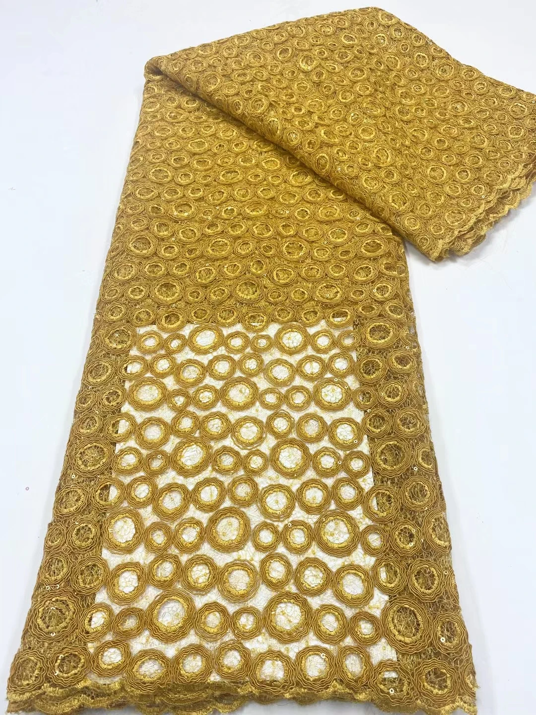 

Latest African Lace Fabric With Sequins 2023 High Quality French Lace Fabric Nigerian Lace Fabric For Party Dress Sewing KHS2303