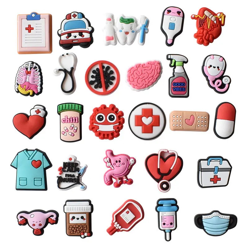 

New 1pcs PVC Croc Shoes Charms Accessories Jibz Doctor Medical Ambulance Nurse Uniform for Croc Clogs Shoe Decorations