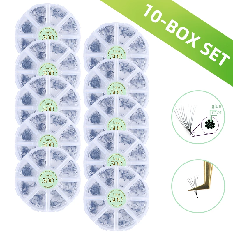 Eastern Beauty 10 Trays Loose Fans Eyelash Extensions Promade Loose Lashes Loose Promade Fan Mixed Length 8-16mm Volume Lashes