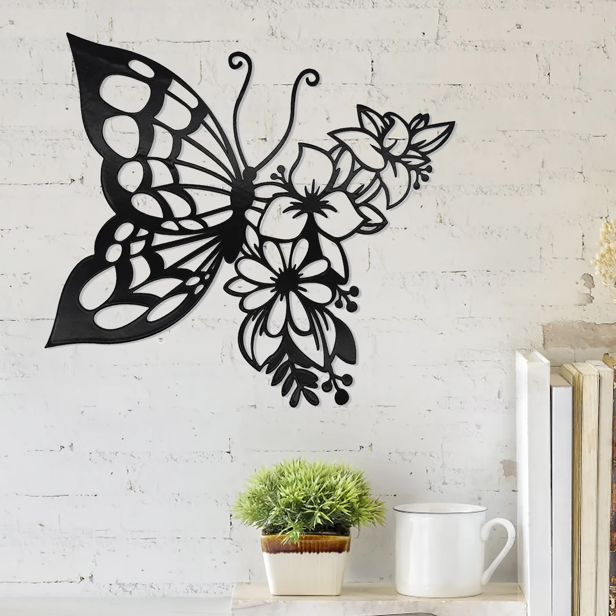 

Metal Wall Art Elegant Butterfly Metal Wall Decor Modern Metal Wall Silhouette Easy Installation Home Decoration for Bedroom