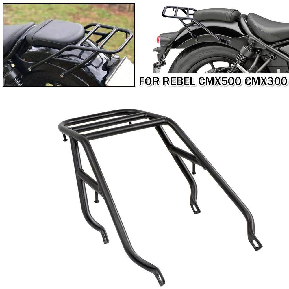 Enlarge Motorcycle Steel Luggage Rack Rear Carrier Fender Fairing Passenger Grab Handle For Honda Rebel CMX500 CMX300 2017-2021 2022 CMX