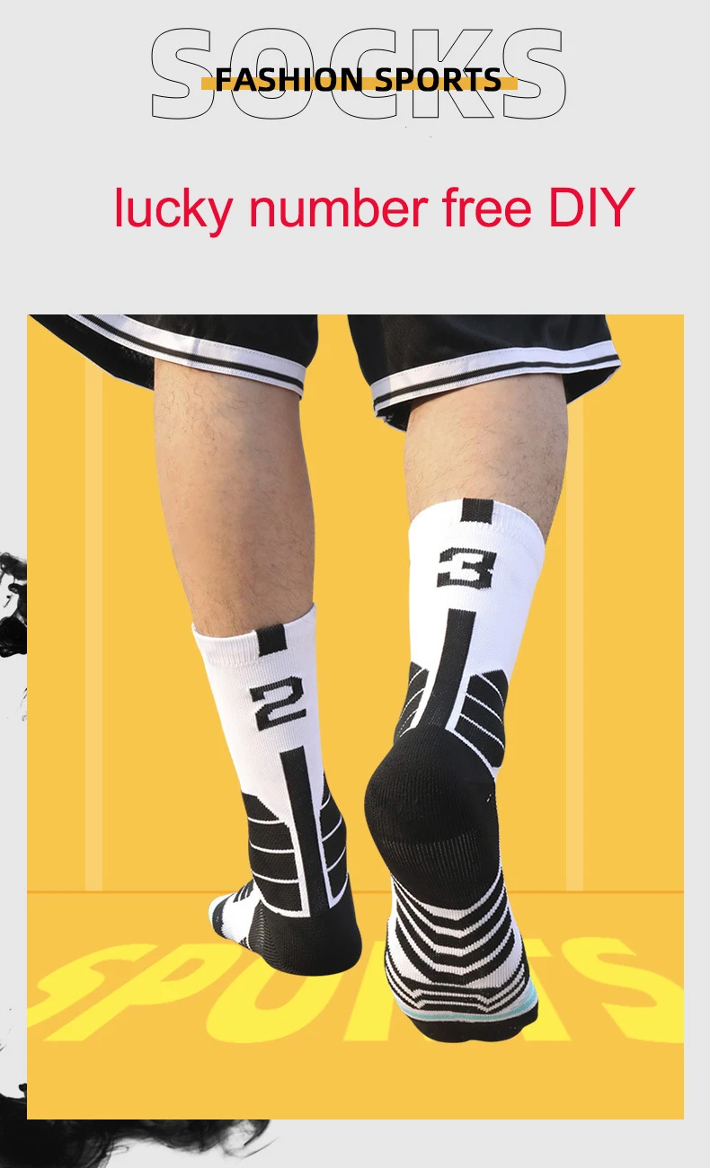 Digital Cycling Sock Running Basketball Socks Men Women Sports Socks Elite Male Thickening Towel Bottom High Socks Football Sock
