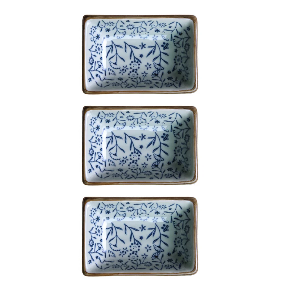 

3pcs Soy Sauce Plate Vinegar Dish Ceramic Japanese Style Mustard Seasoning Dish