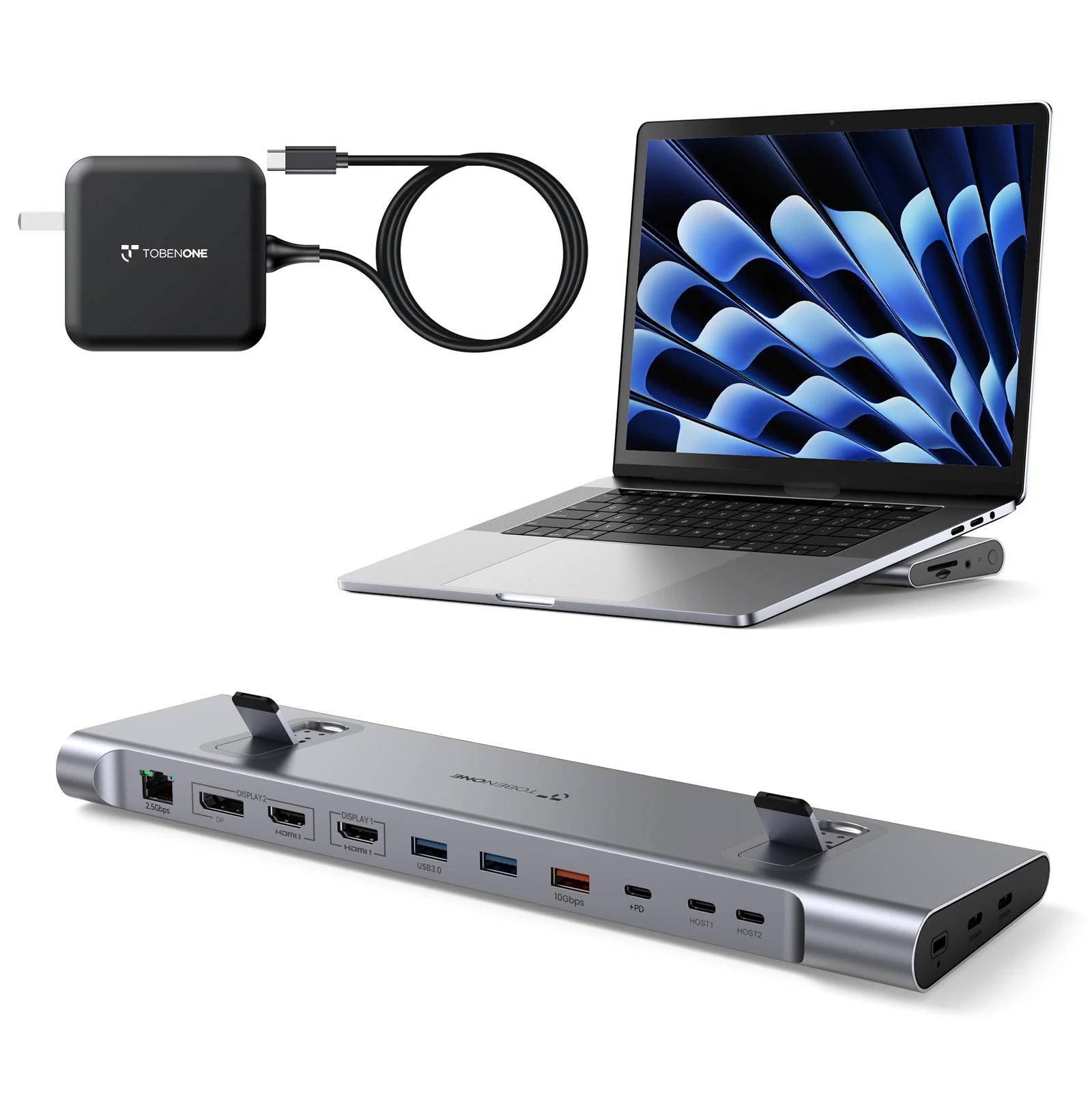 Док-станция TobenONE MacBook двойной монитор 4K при 60 Гц док-станция USB C подставка с