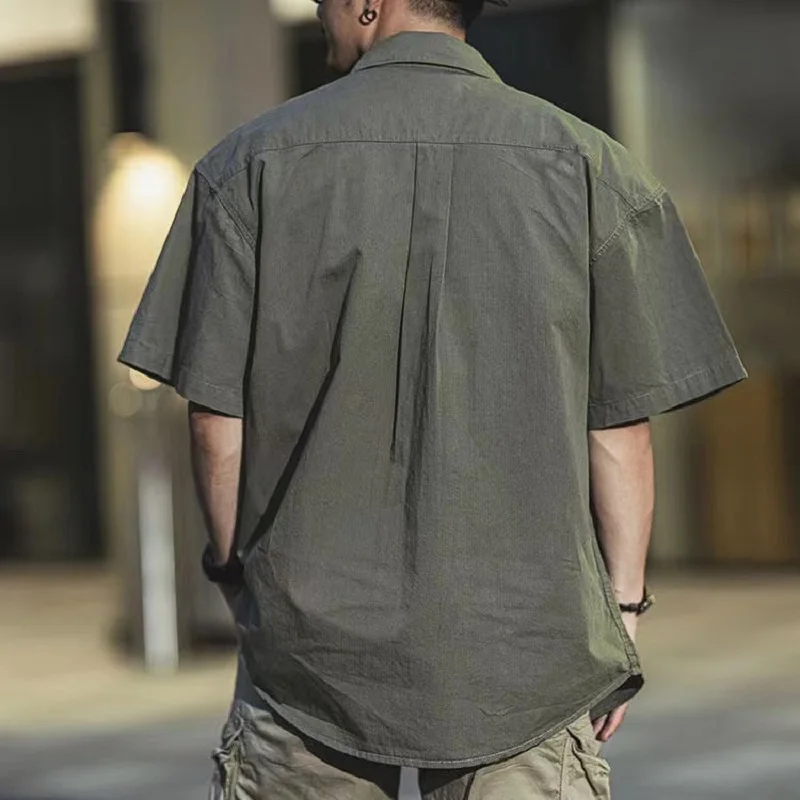 American Retro Men'S Shirt Tooling Thin Short Sleeves Summer Trend Male Tops Loose Multi-Pocket Casual Menswear Half Sleeve