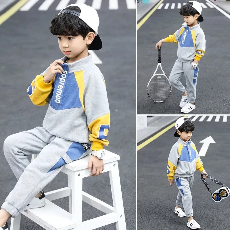 

Teen Clothing For Boys Clothes Set Autumn Spring Big Boys Long Sleeves Turtleneck T-shirt+Pants 2pcs Suit children's Sportswear