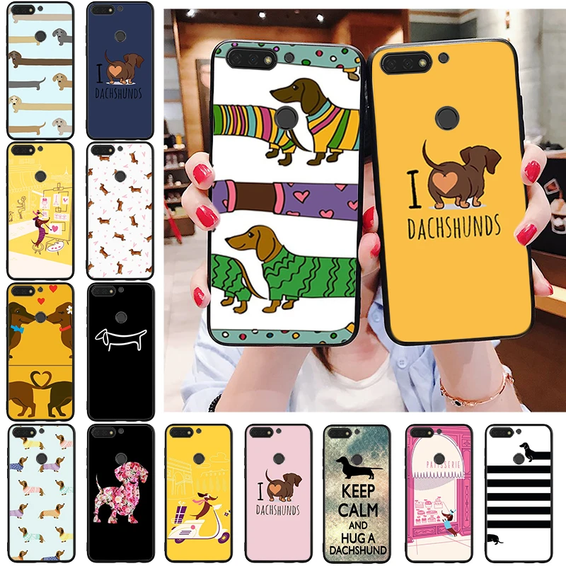 

Cute cartoon Dachshund dog Phone Case for Huawei Honor 50 30 Pro 10X Lite 20 7A 7C 8X 9X Pro 9A 8A 8S 9S 10i 20S 20lite