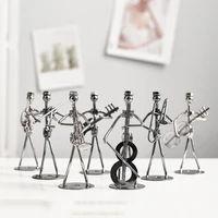 new home decoration musical instrument figurine ornament iron music man figurines christmas gift set of 8pcs mini band sculpture
