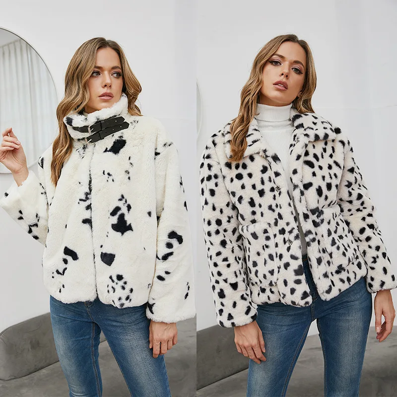 Женская фланелевая куртка с принтом коров зимняя теплая хлопковая оверсайз в