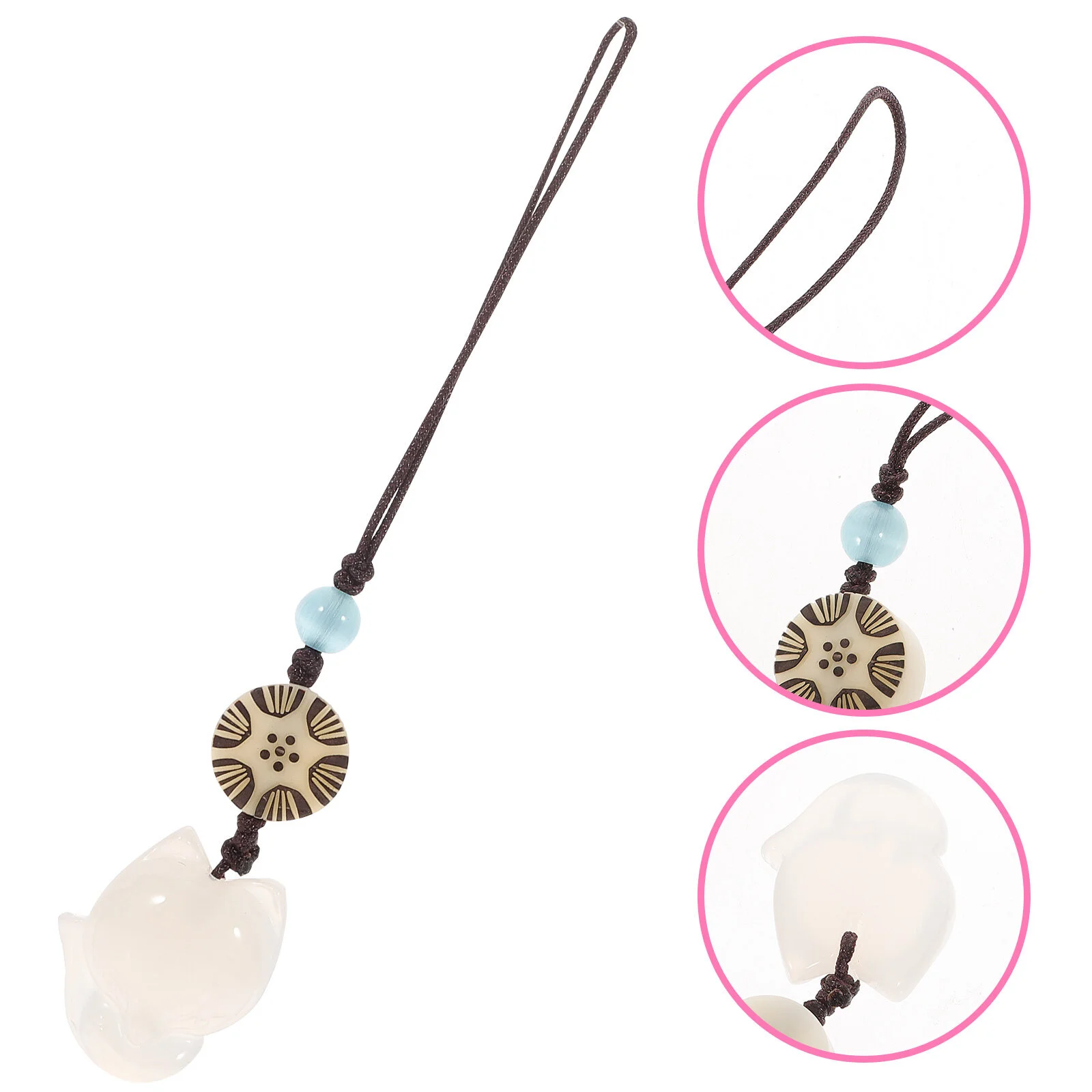 

1PC Mobile Wrist Strap For Keys Pendant Cartoon Phone Pendant Natural Chalcedony Hanging Pendant Creative Purse Pendant for