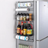 multifunctional refrigerator shelf black 6 layers wall hanging rack side shelf storage kitchen sidewall holder