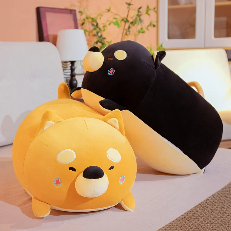 

High Quality Fat Yellow Black Shiba Inu Dog Plush Toys Stuffed Soft Animal Cartoon Corgi Pillow Dolls Gift For Baby Children