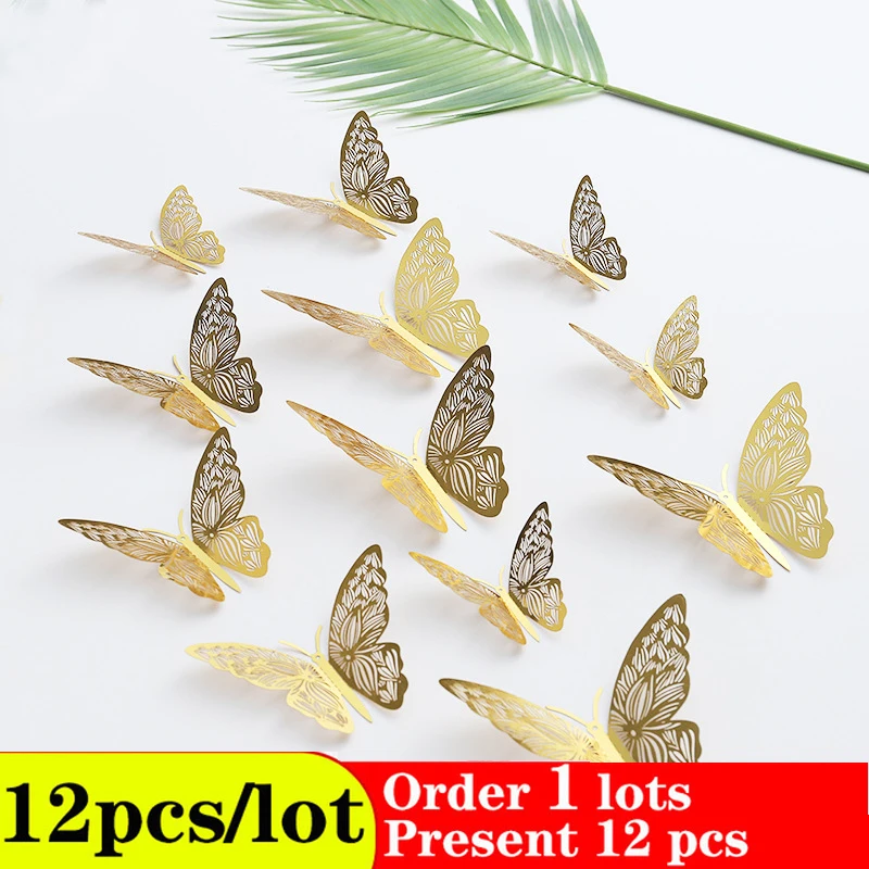 

Butterflies Wall Sticker Home Decor Multicolor 3D Butterfly Sticker 12Pcs/lot for Festive ,party, Balloon Living Room Decoration