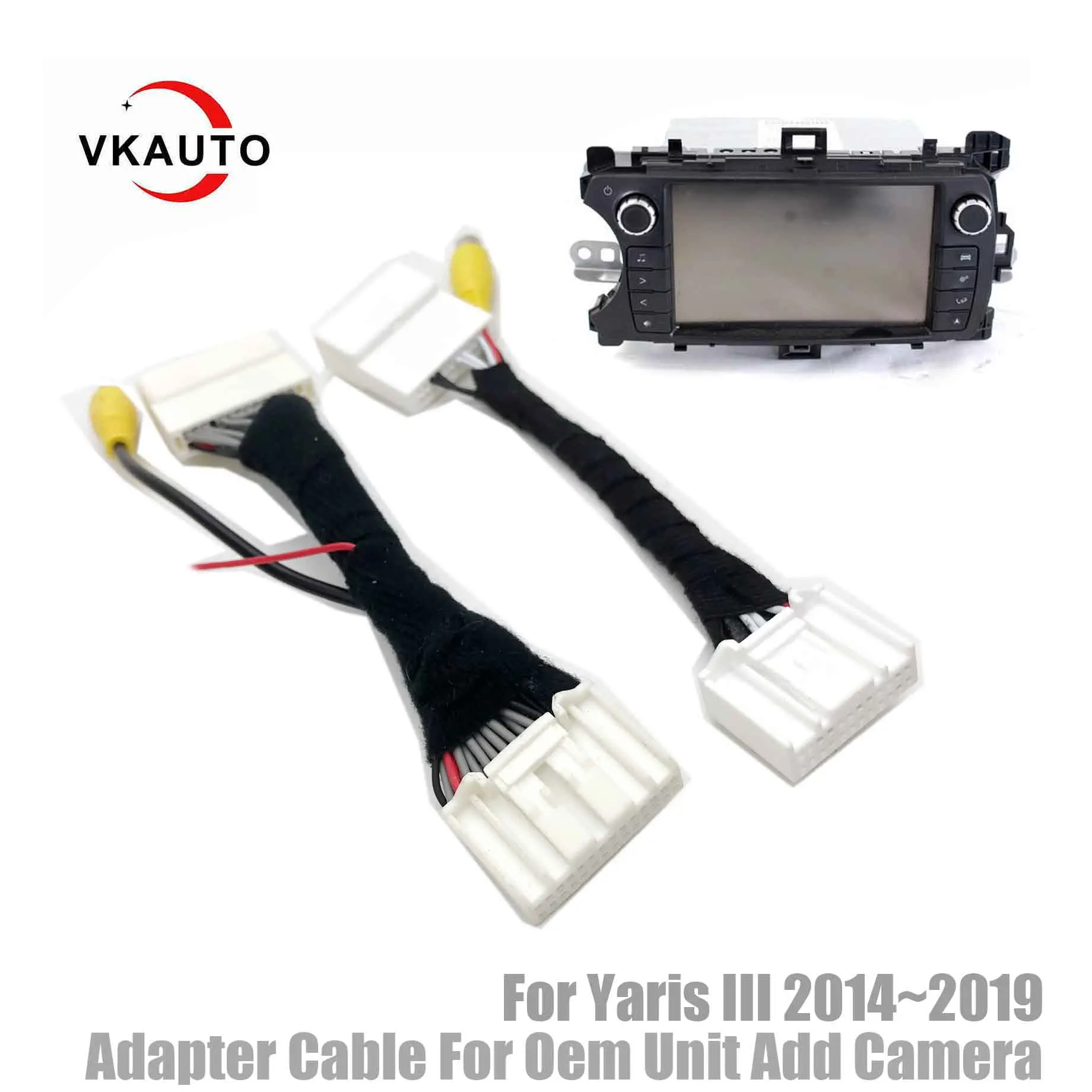 Фото Кабель адаптера VKAUTO C24 C28 Pin для Toyota Yaris III 2014 ~ 2019 Oem Unit с камерой заднего вида №1