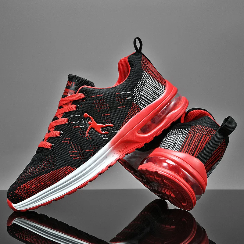 Summer Knitting Air Cushion Running Shoes Unisex Non-slip Men Training Shoes Breathable Men's Running Sneakers Large Size 36-47