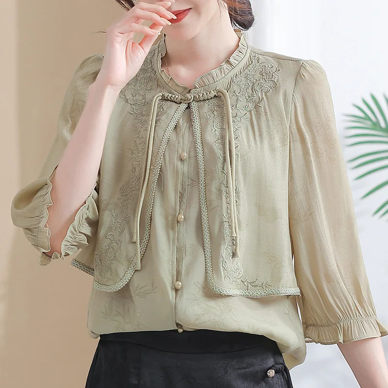 Две стильные рубашки с коротким рукавом для лета женские в западном стиле