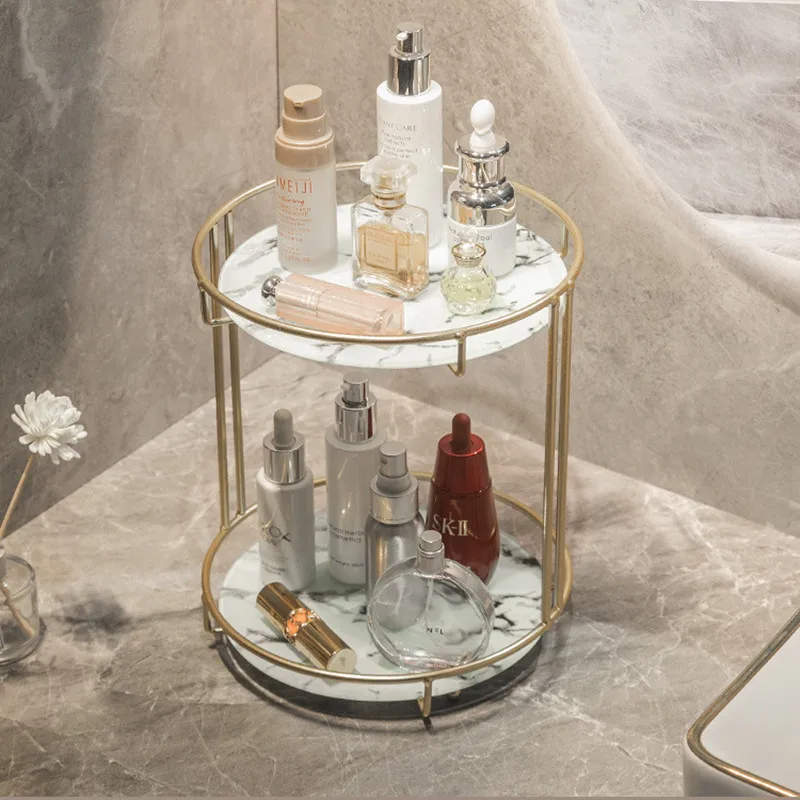 Iron Art Storage Rack Nordic Makeup Organizer Desktop Dressing Table Skin Care Cosmetic Holder Bathroom Countertop Shelf |