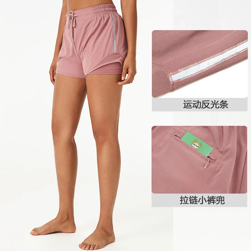 Elmsk Fashion Sports  Women's Summer Shorts Loose Fitness Shorts Fake Two-Piece Casual Yoga Bermuda Casual Shorts Ladies