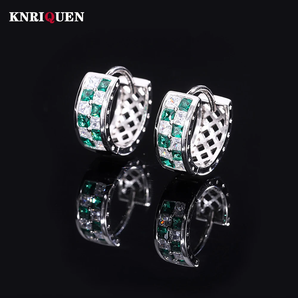 Купи Vintage 100% 925 Silver Ruby Sapphire Emerald Lab Diamond Clip Earrings for Women Charms Wedding Party Jewelry Accessories Gift за 899 рублей в магазине AliExpress